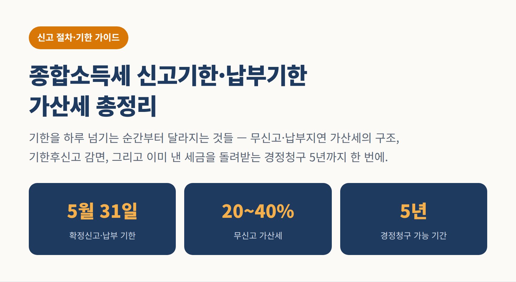 광교 종합소득세 세무사가 정리한 신고기한·납부기한·가산세 총정리 (광교 종소세 세무사 가이드)