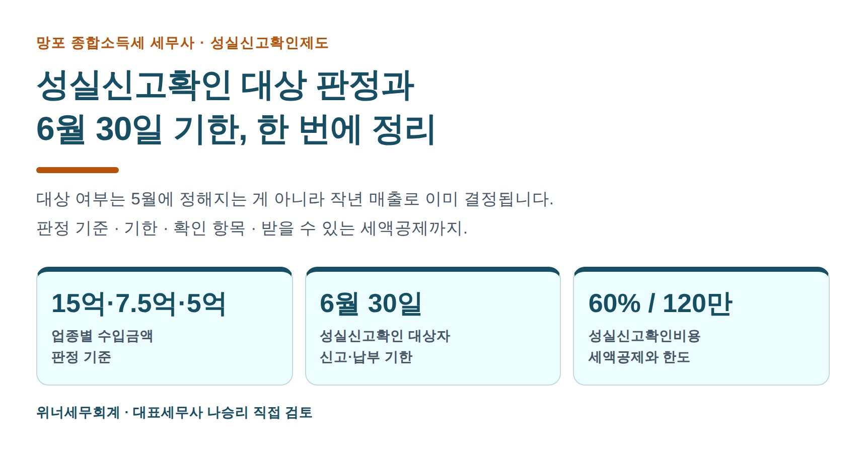 망포 종합소득세 세무사가 짚는 성실신고확인 대상 판정과 6월 30일 기한 (망포 종소세 세무사)