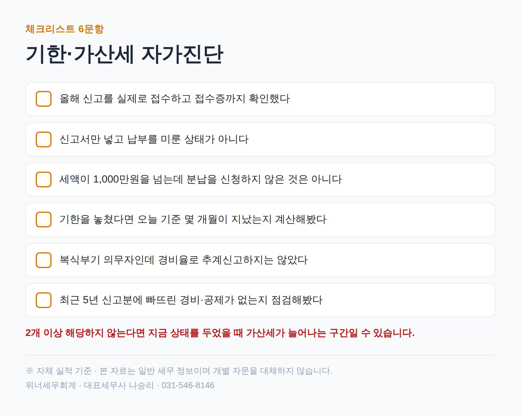 권선구 종소세 세무사가 정리한 기한·가산세 자가진단 체크리스트
