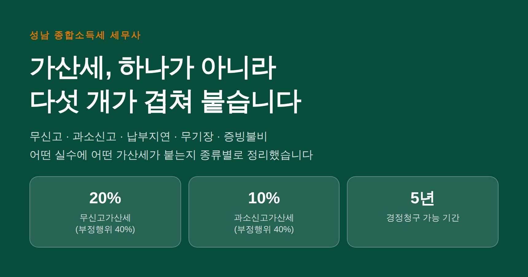 성남 종합소득세 세무사가 정리한 가산세 종류별 매트릭스 — 어떤 실수에 얼마가 붙나 (성남 종소세 세무사)