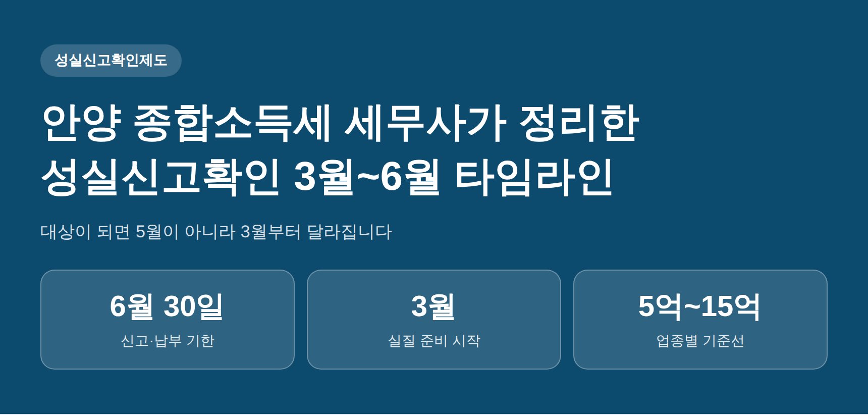 안양 종합소득세 세무사가 짚는 성실신고확인 3월~6월 타임라인 (안양 종소세 세무사)