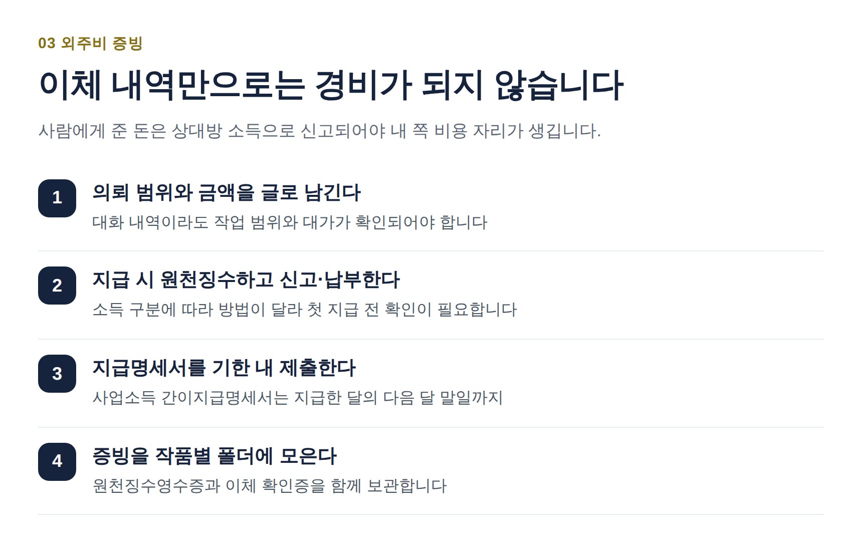 웹소설 외주비 경비 인정 위한 원천징수 지급명세서 4단계