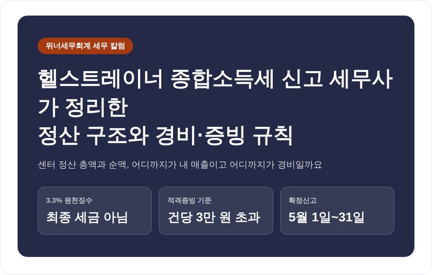 헬스트레이너 종합소득세 신고 세무사가 짚는 센터 정산 구조와 경비·증빙 (헬스트레이너 종소세 신고 세무사)