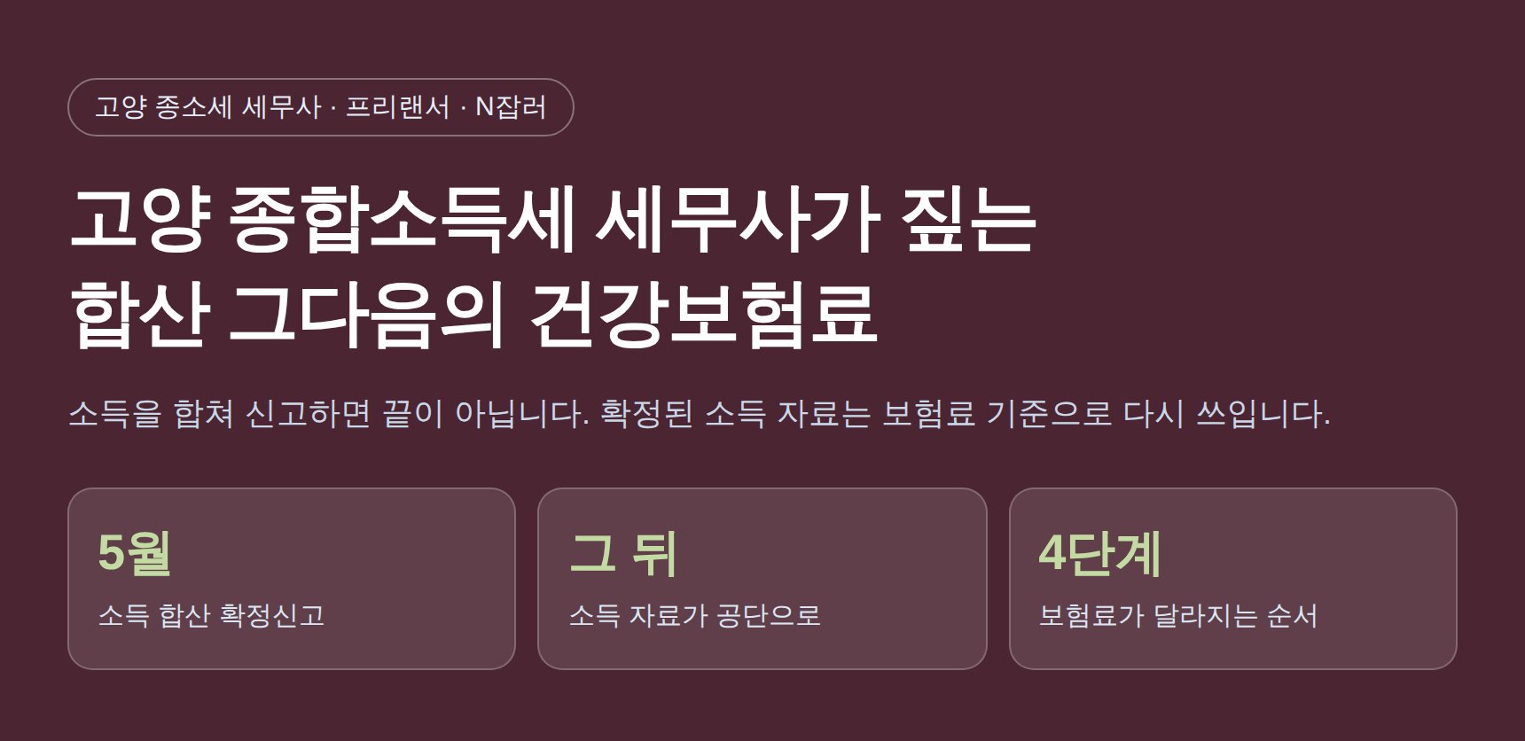 고양 종합소득세 세무사가 짚는 합산 그다음의 건강보험료 (고양 종소세 세무사)