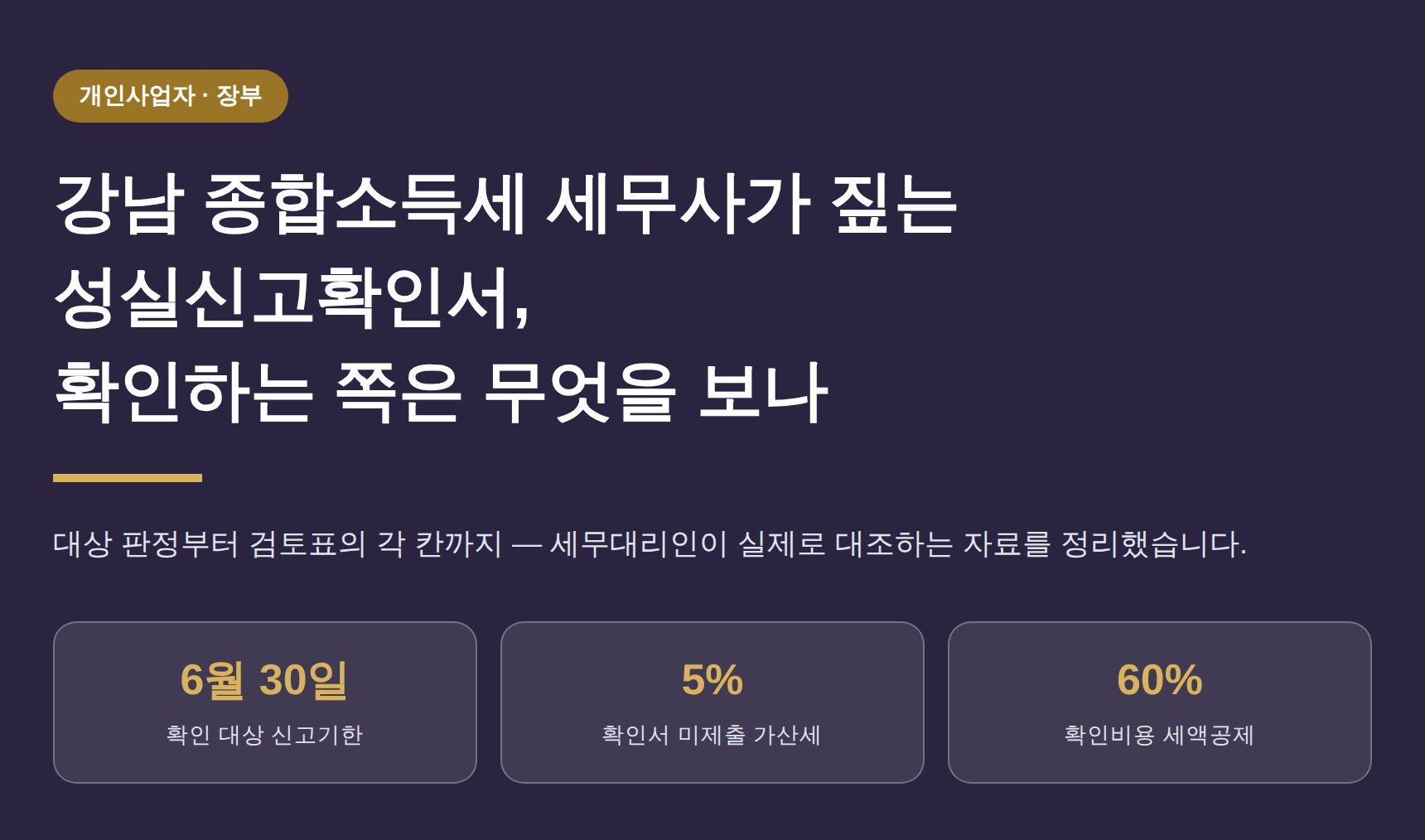 강남 종합소득세 세무사가 짚는 성실신고확인서, 확인하는 쪽은 무엇을 보나 (강남 종소세 세무사)
