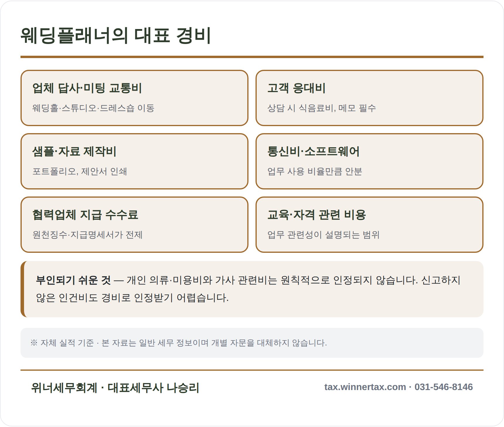 웨딩플래너 종소세 신고 세무사가 정리한 대표 경비 항목