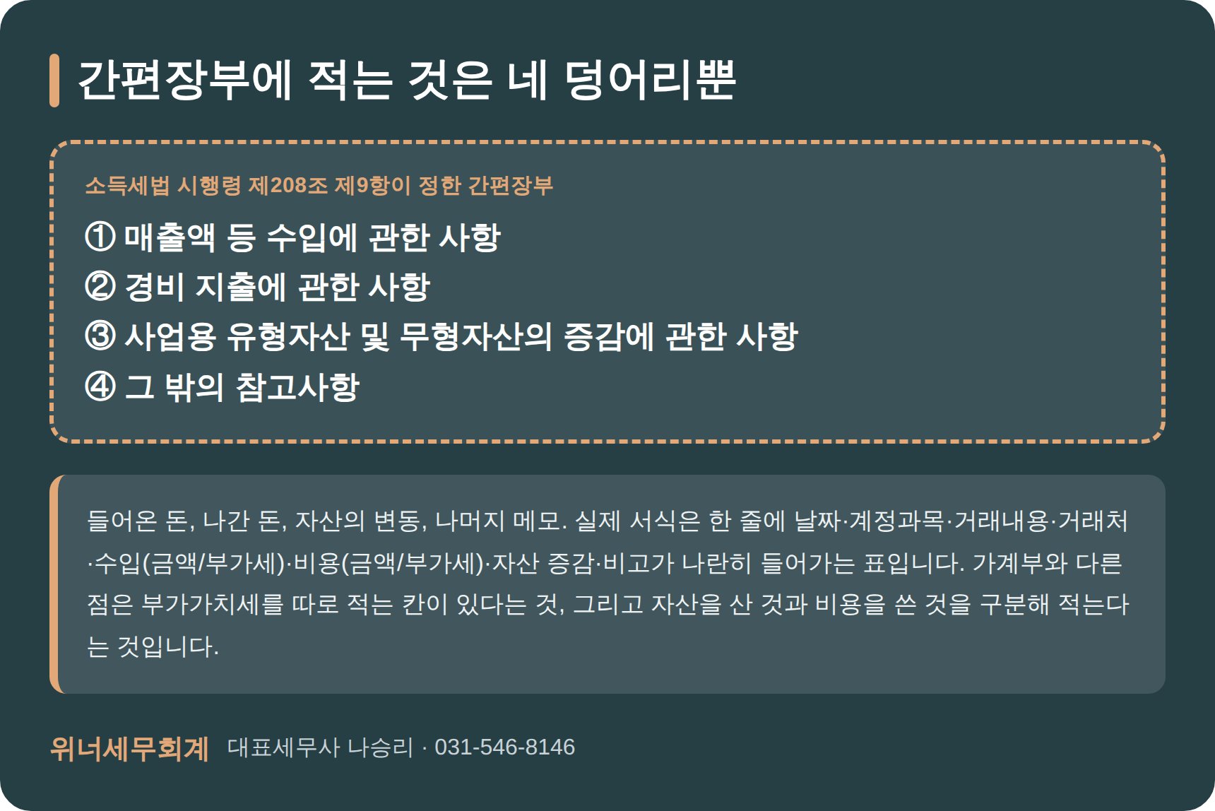 소득세법 시행령이 정한 간편장부의 네 가지 기재사항
