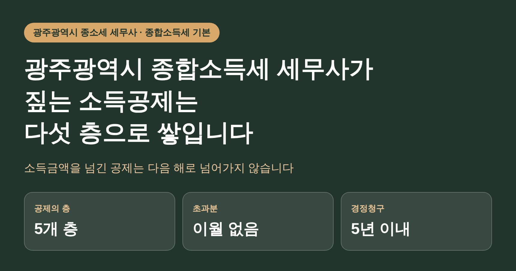 광주광역시 종합소득세 세무사가 짚는 소득공제는 다섯 층으로 쌓입니다 (광주광역시 종소세 세무사)