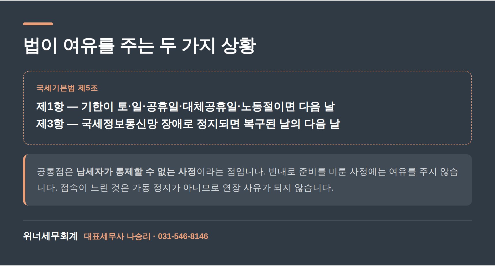 국세기본법 제5조 기한의 특례와 국세정보통신망 장애 규정
