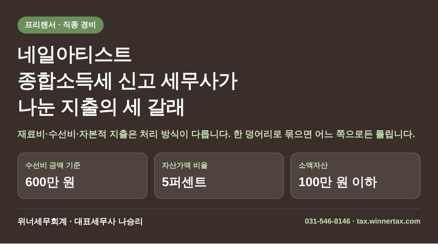 네일아티스트 종합소득세 신고 세무사가 나눈 지출의 세 갈래 (네일아티스트 종소세 신고 세무사)