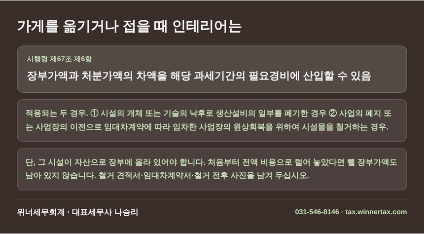 사업장 이전과 원상회복 철거 시 장부가액의 필요경비 산입