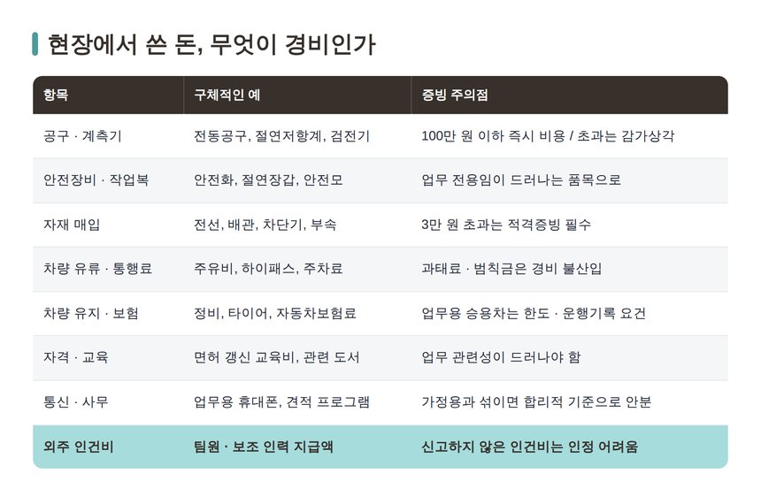 전기기사 대표 경비 8가지와 증빙 주의점