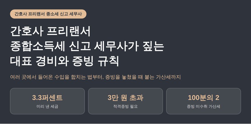 간호사 프리랜서 종합소득세 신고 세무사가 짚는 대표 경비와 증빙 규칙 (간호사 프리랜서 종소세 신고 세무사)