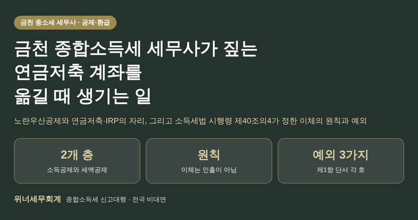 금천 종합소득세 세무사가 짚는 연금저축 계좌, 옮기면 세액공제가 취소되나 (금천 종소세 세무사)