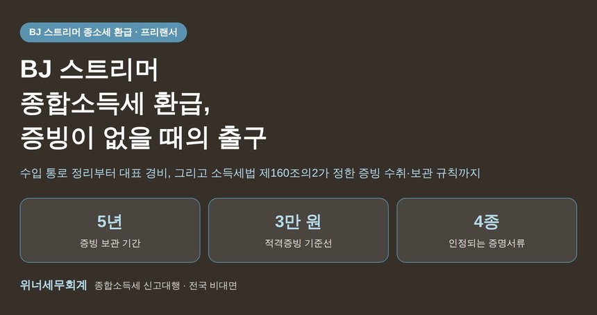 BJ 스트리머 종합소득세 환급, 증빙을 못 받았을 때의 출구 (BJ 스트리머 종소세 환급)
