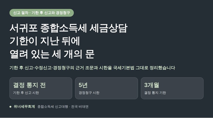 서귀포 종합소득세 세금상담, 기한이 지난 뒤에도 열려 있는 문 세 개 (서귀포 종소세 세금상담)