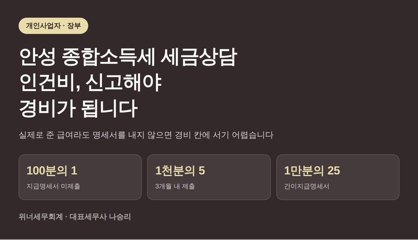 안성 종합소득세 세금상담, 인건비는 신고해야 경비가 됩니다 (안성 종소세 세금상담)