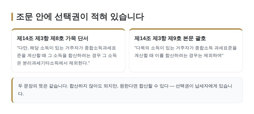 소득세법 제14조 제3항의 합산 선택권 조문