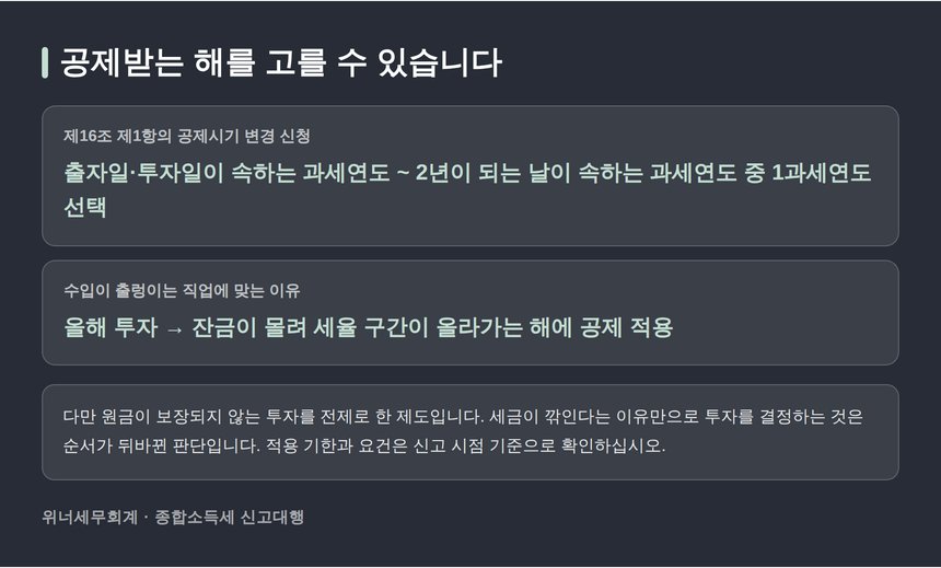 공제시기 변경 신청으로 공제받는 해를 고르는 구조