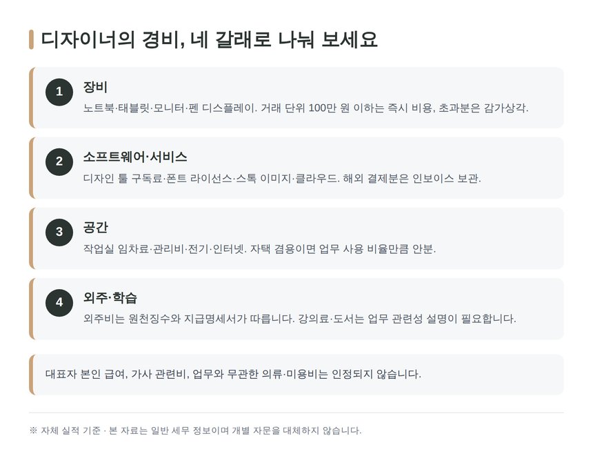 디자이너 경비 네 갈래 장비 소프트웨어 공간 외주
