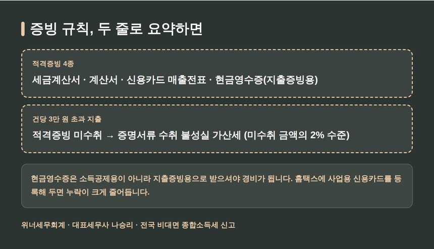적격증빙 4종과 3만원 초과 지출 증빙 규칙