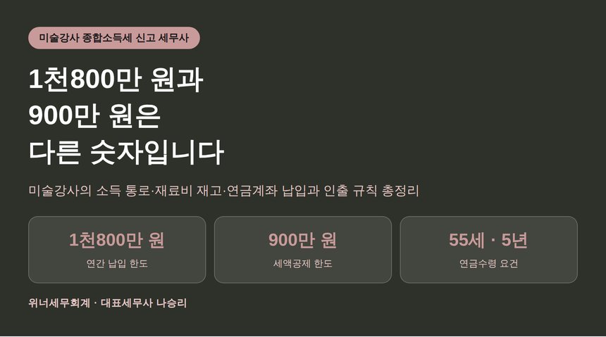 미술강사 종합소득세 신고 세무사가 정리한 재료비와 연금계좌 순서 (미술강사 종소세 신고 세무사)