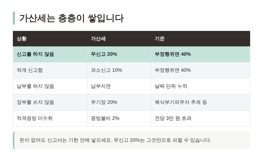 종합소득세 가산세 5종 비교표