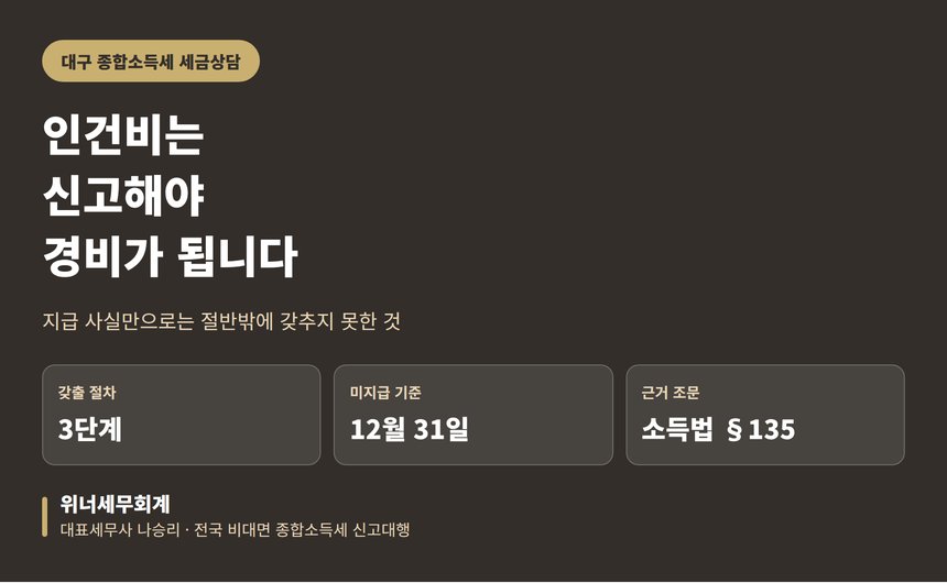 대구 종합소득세 세금상담으로 보는 인건비 신고와 경비 인정 (대구 종소세 세금상담)