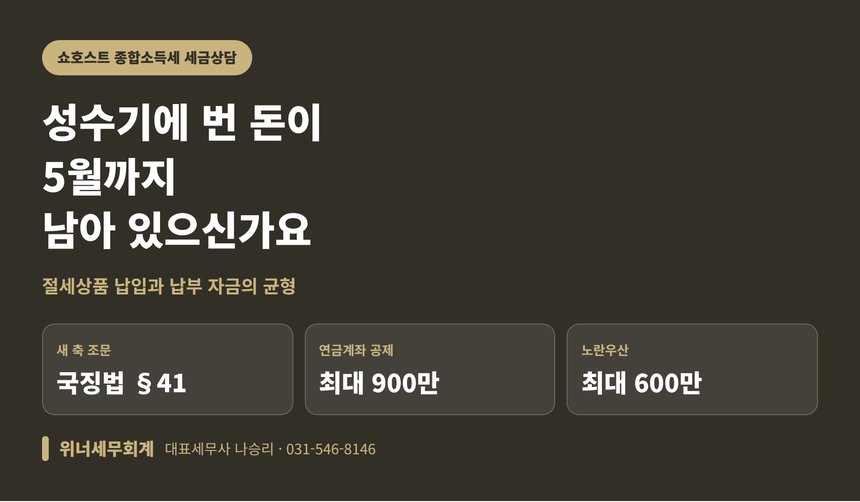 쇼호스트 종합소득세 세금상담, 절세상품에 얼마까지 넣어야 할까 (쇼호스트 종소세 세금상담)