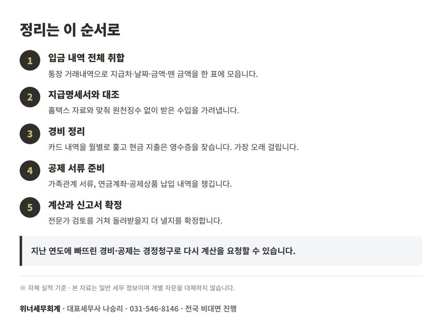 환급 확인을 위한 자료 정리 5단계