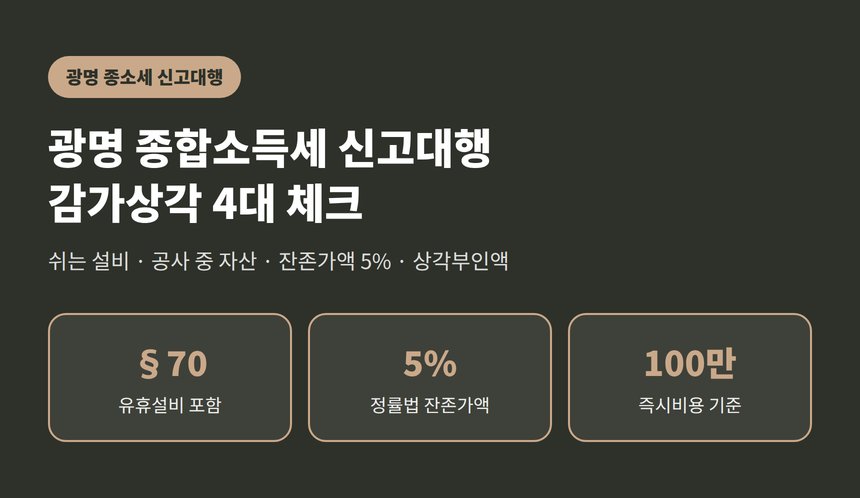 광명 종합소득세 신고대행, 쉬는 설비·잔존가액까지 챙기는 감가상각 경비처리 (광명 종소세 신고대행)