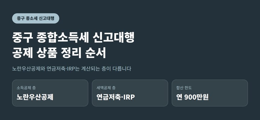 중구 종합소득세 신고대행 전에 정리하는 공제 상품 — 노란우산 공제금을 받은 뒤 다시 준비하는 순서 (중구 종소세 신고대행)