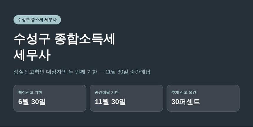수성구 종합소득세 세무사 : 성실신고확인 대상자의 11월 중간예납 총정리 (수성구 종소세 세무사)