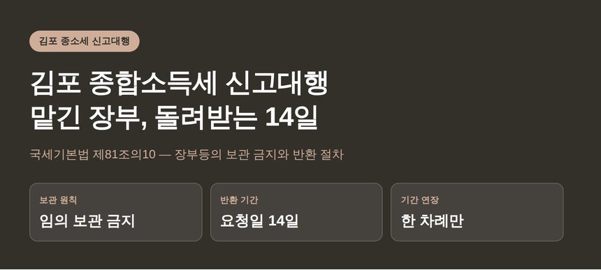 김포 종합소득세 신고대행 — 맡긴 장부, 돌려받는 14일 (김포 종소세 신고대행)