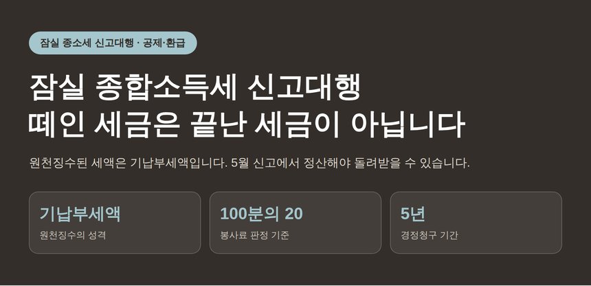 잠실 종합소득세 신고대행, 떼인 세금을 되돌려받는 순서 (잠실 종소세 신고대행)