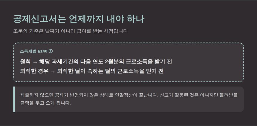 소득세법 제140조 공제신고서 제출 시점