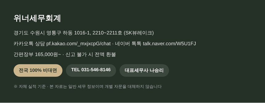 위너세무회계 안동 종합소득세 신고대행 비대면 상담 안내