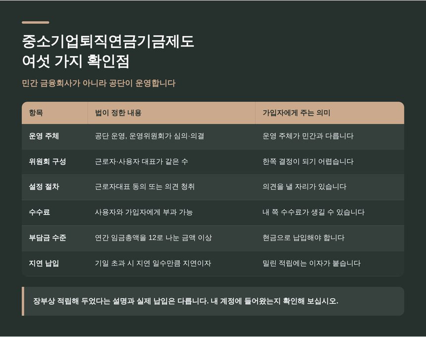 중소기업퇴직연금기금제도 운영과 부담금 확인점