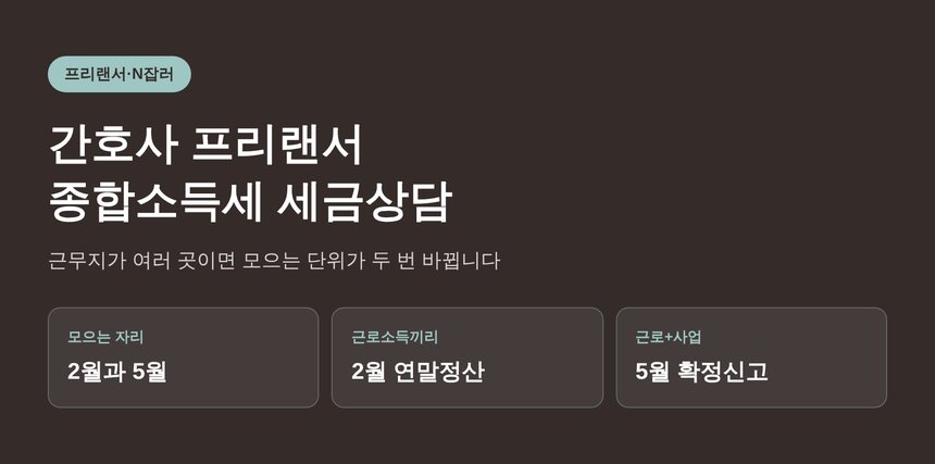간호사 프리랜서 종합소득세 세금상담 — 2월과 5월, 모으는 단위가 두 번 바뀝니다 (간호사 프리랜서 종소세 세금상담)