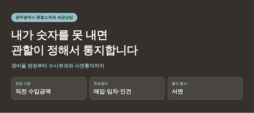 광주광역시 종합소득세 세금상담 — 내가 숫자를 못 내면 관할이 정해서 통지합니다 (광주광역시 종소세 세금상담)