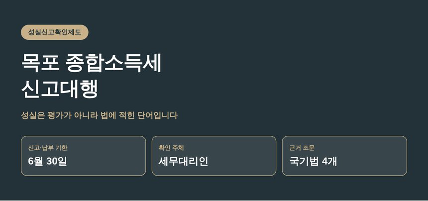 목포 종합소득세 신고대행 — 성실은 평가가 아니라 법에 적힌 단어입니다 (목포 종소세 신고대행)