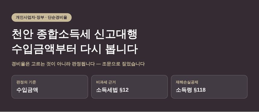 천안 종합소득세 신고대행에서 수입금액 판정이 먼저인 이유 (천안 종소세 신고대행)