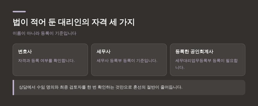 법이 적어 둔 대리인의 자격 세 가지