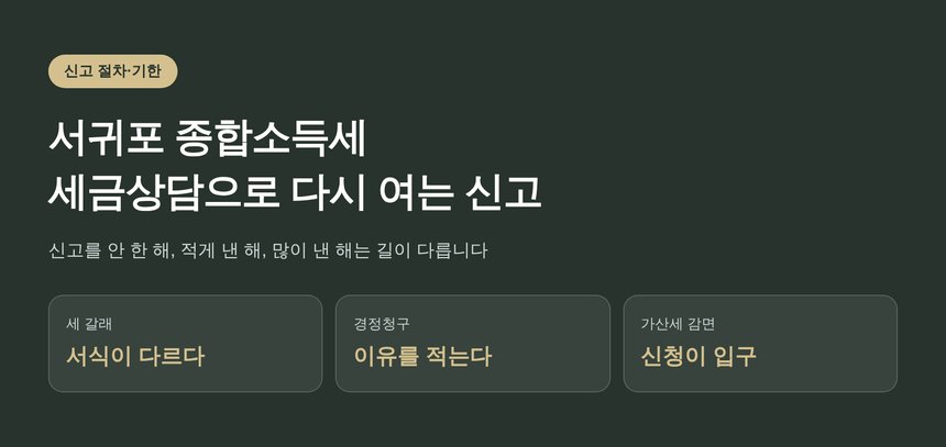 서귀포 종합소득세 세금상담으로 다시 여는 지난해 신고 (서귀포 종소세 세금상담)