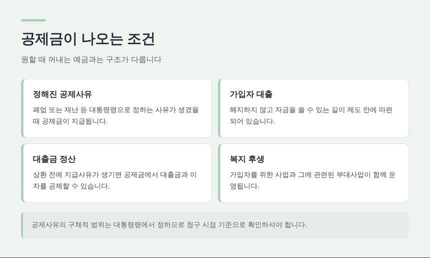 공제금이 지급되는 사유와 가입자 대출 구조