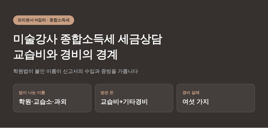 미술강사 종합소득세 세금상담에서 교습비등은 어디까지 수입인가 (미술강사 종소세 세금상담)