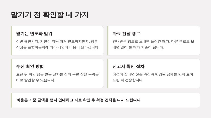 신고를 맡기기 전 확인할 네 가지 항목