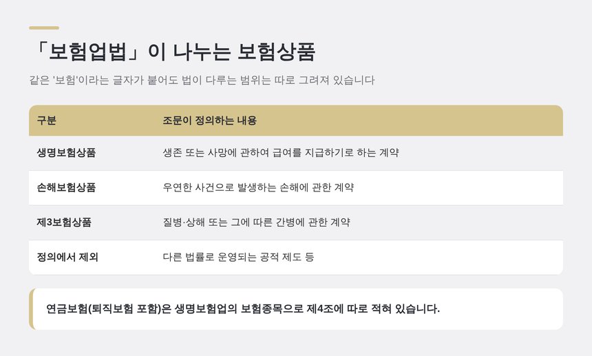 보험업법이 나누는 보험상품 세 갈래와 제외 대상