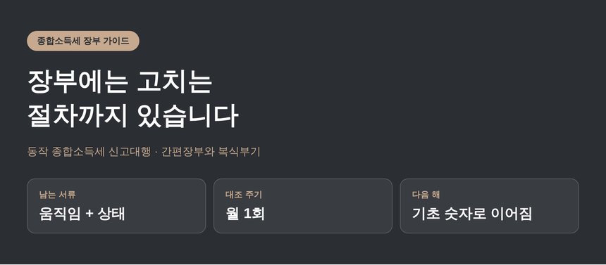 동작 종합소득세 신고대행, 장부에는 고치는 절차까지 들어 있습니다 (동작 종소세 신고대행)
