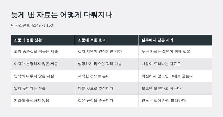 늦게 낸 자료가 절차 안에서 다뤄지는 방식